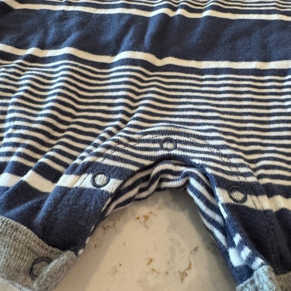 Burt’s Bees 24mos - Striped Blue and White Baby Romper - Picture 6 of 6